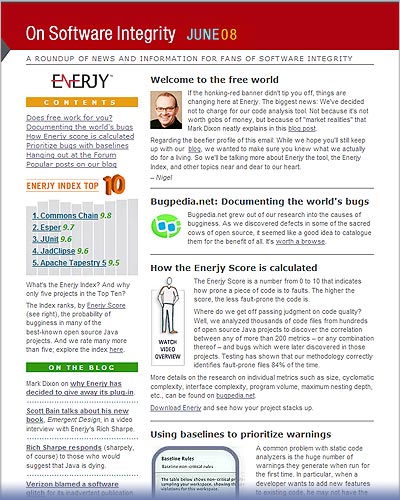 Enerjy Software Newsletter