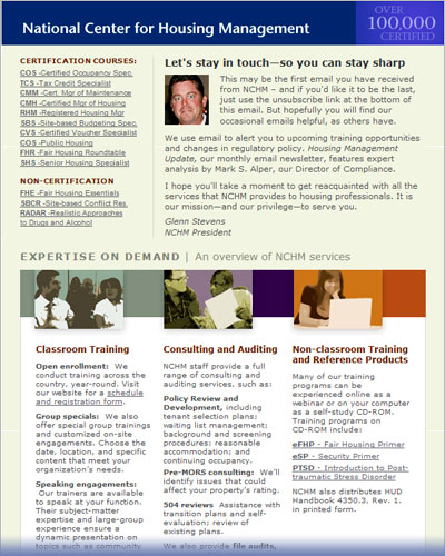 NCHM welcome email