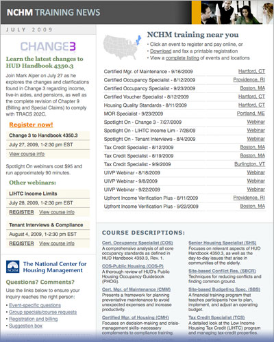 NCHM Training News