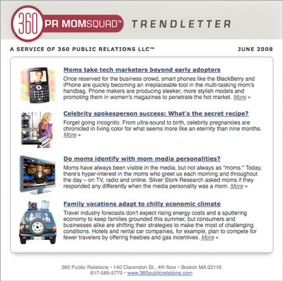 360PR MomSquad trendletter
